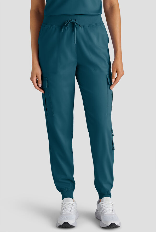 Butter-Soft STRETCH FLXTEK+ Women's 8-Pocket Cargo Jogger Scrub Pant - Caribbean Blue - 1