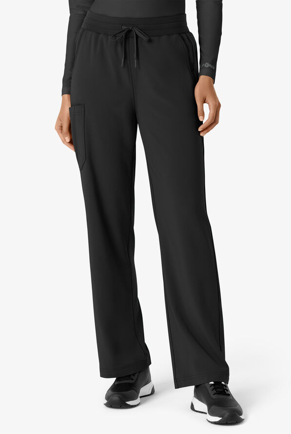 Pantalón médico Carhartt Cross-Flex Force STRETCH de corte acampanado estilo cargo con cordón convertible y 6 bolsillos para mujer - Black - 1