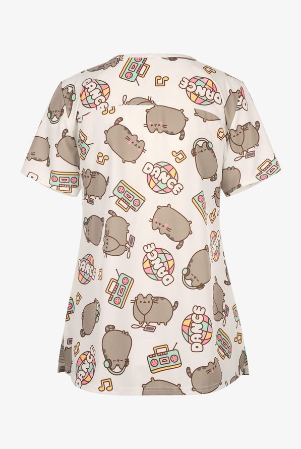 Pusheen The Cat by Funscrubs Women's 2-Pocket STRETCH V-Neck Print Scrub Top - null - 2
