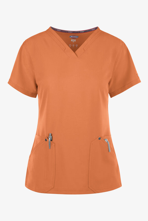Dickies EDS NXT Women's 4-pocket V-Neck Scrub Top - Ginger Glow - 1