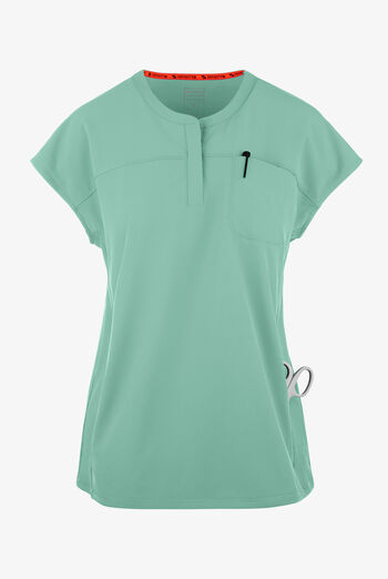 Infinity GNR8 Women's 3-Pocket STRETCH Rib-Knit Dolman Sleeve Zip Placket Round Neck Scrub Top