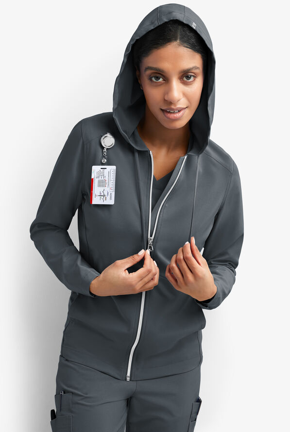 Sudadera m&eacute;dica Easy STRETCH Selena con cremallera y 5 bolsillos para mujer - Pewter - 5