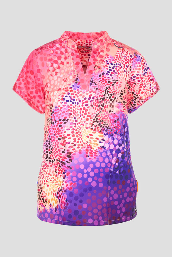 Grey's Anatomy Spandex STRETCH Summer Whispers Abstract Women's 2-Pocket V-Neck Print Scrub Top - null - 1