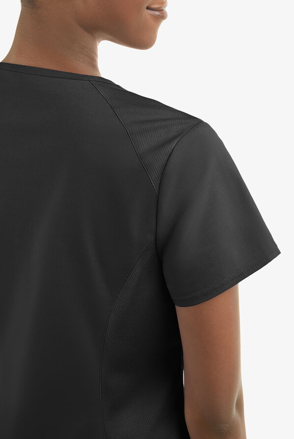 UA Exclusive Cherokee Workwear Professionals Active Women's 2-Pocket STRETCH Mock Wrap Scrub Top - Black - 6