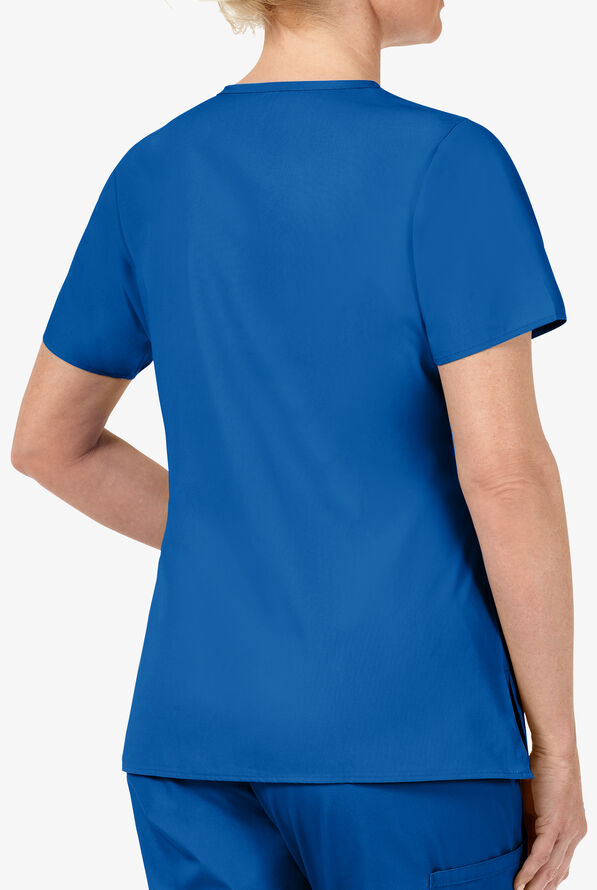WonderWink ORIGINS Golf Women's 4-Pocket Mock Wrap Scrub Top - Royal - 2