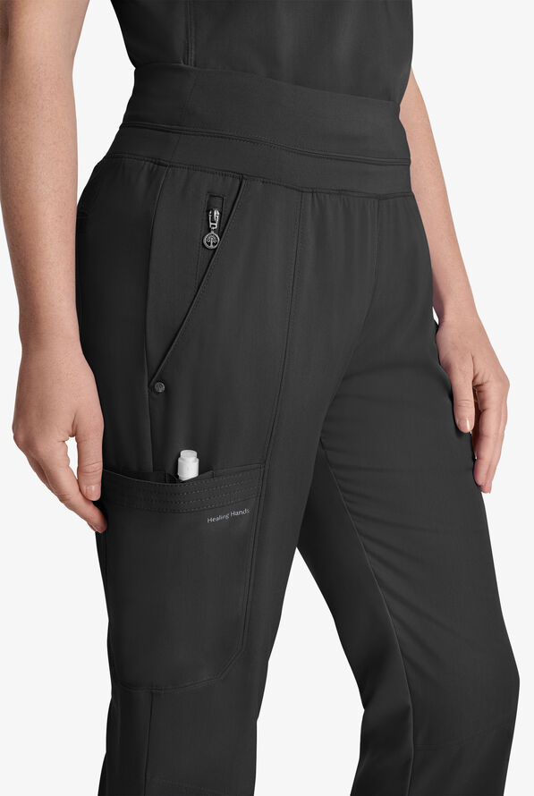 Healing Hands Purple Label Tina Women's 8-Pocket STRETCH Yoga Scrub Pants - Black - 2