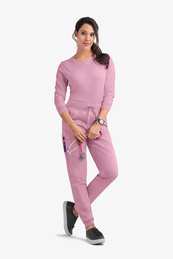 Butter-Soft STRETCH Women's 5-Pocket Cargo Jogger Scrub Pants - Cherry Blossom - 3