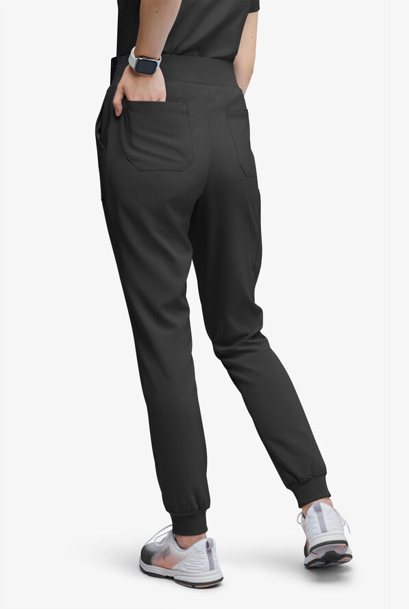 Easy STRETCH Olivia Women's 7-Pocket Slim Leg Jogger Scrub Pants - Tall - Onyx Black - 4