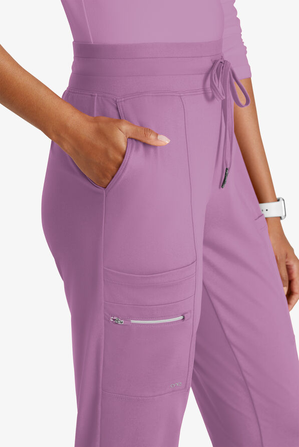 Barco One Performance Knit Pro Women's 5-Pocket STRETCH Cargo Jogger Scrub Pant - Dusty Lavender - 2