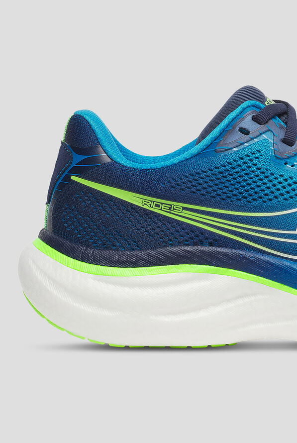 Saucony Men's Ride 19 Cobalt / Slime Athletic Lace Up Shoes - null - 4