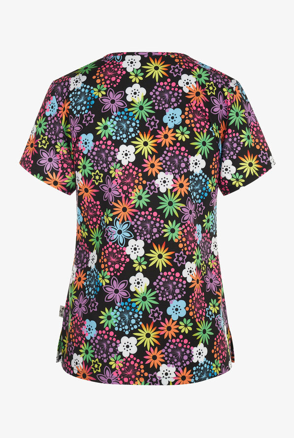 Blusa médica estampada Zavate Ava Therese Electric Hues STRETCH con cuello en V y 2 bolsillos para mujer - null - 2