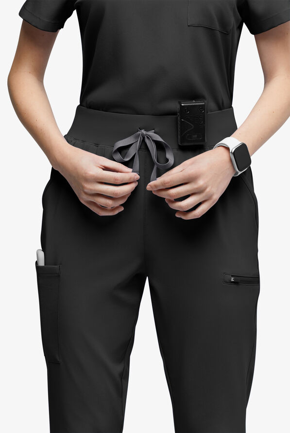 Easy STRETCH Olivia Women's 7-Pocket Slim Leg Jogger Scrub Pants - Tall - Onyx Black - 3