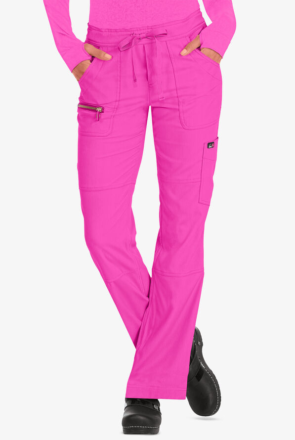 koi Lite™ Peace Women's 6-Pocket Drawstring Scrub Pants - Hibiscus Pink - 1