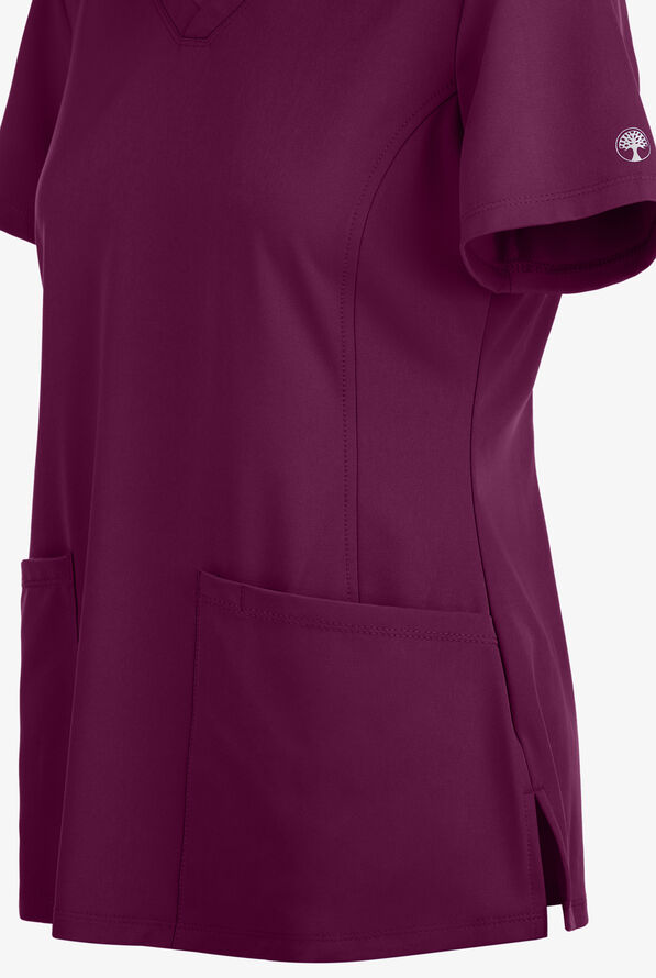 HH Works by Healing Hands Monica Women's 4-Pocket STRETCH V-Neck Scrub Top - Wine - 4