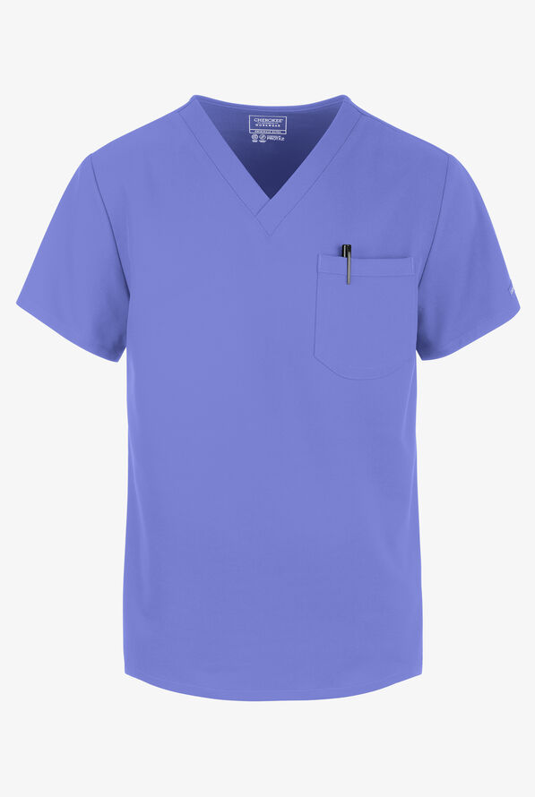 Cherokee Workwear Originals Ultra Unisex 1-Pocket V-Neck Scrub Top - Ceil Blue - 1