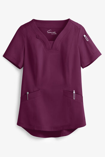 Butter-Soft STRETCH Women's 4-Pocket Feminine Curved V-Neck Scrub Top