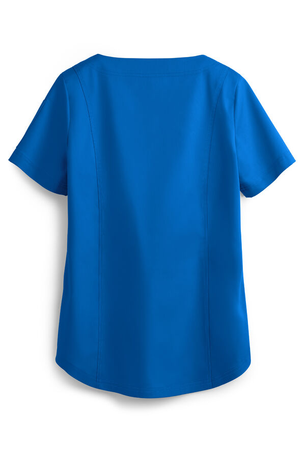 Butter-Soft STRETCH Women's 4-Pocket Feminine Curved V-Neck Scrub Top - Royal - 3