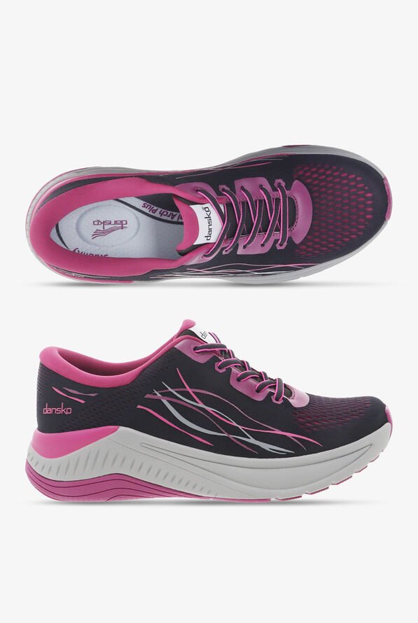 Dansko Women's Pace Black/Berry Athletic Lace Up Nursing Shoes - null - 1