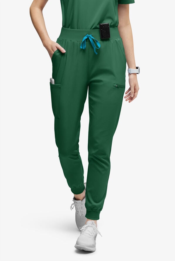 Easy STRETCH Olivia Women's 7-Pocket Slim Leg Jogger Scrub Pants - Petite - Hunter - 1