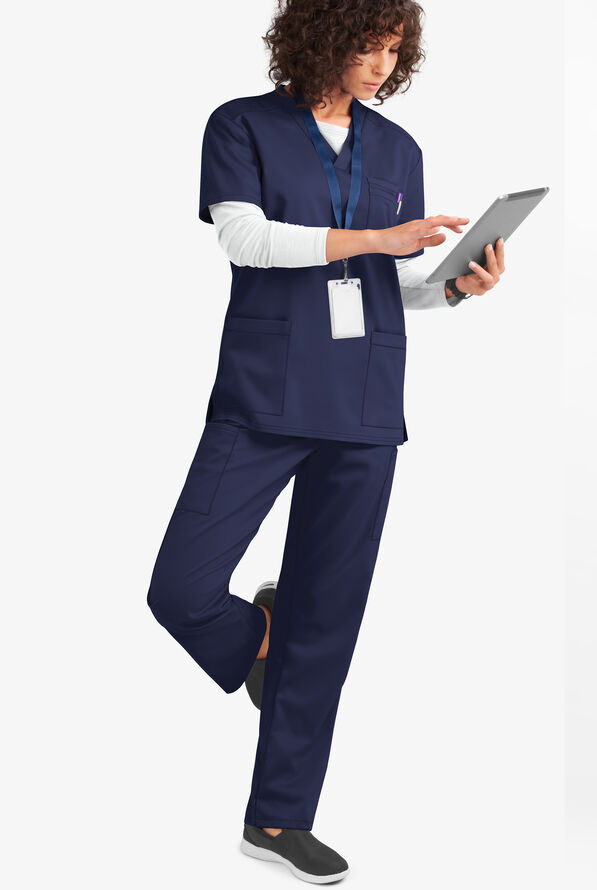 UA Flex2 Unisex 6-Pocket Pull-On Cargo STRETCH Scrub Pants - Navy - 2