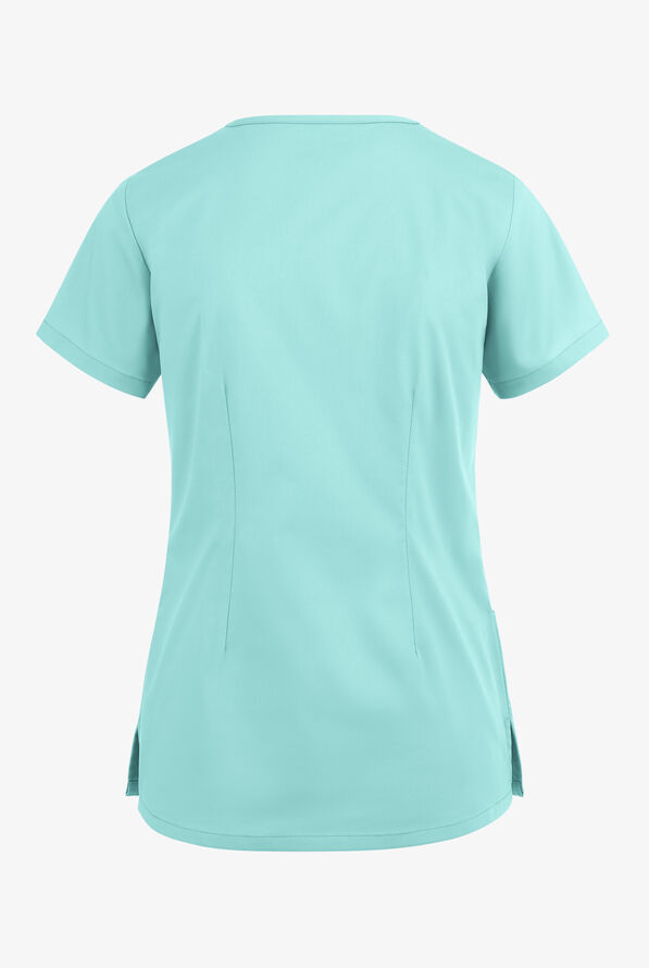 Blusa m&eacute;dica UA Butter-Soft STRETCH estilo cruzado con cuello en V y 3 bolsillos para mujer - Aqua Moon - 4