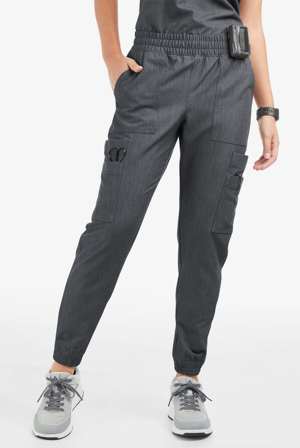 Movement by Butter-Soft Cephei Women's 11-Pocket Jogger Scrub Pants - Charcoal Heather - 1