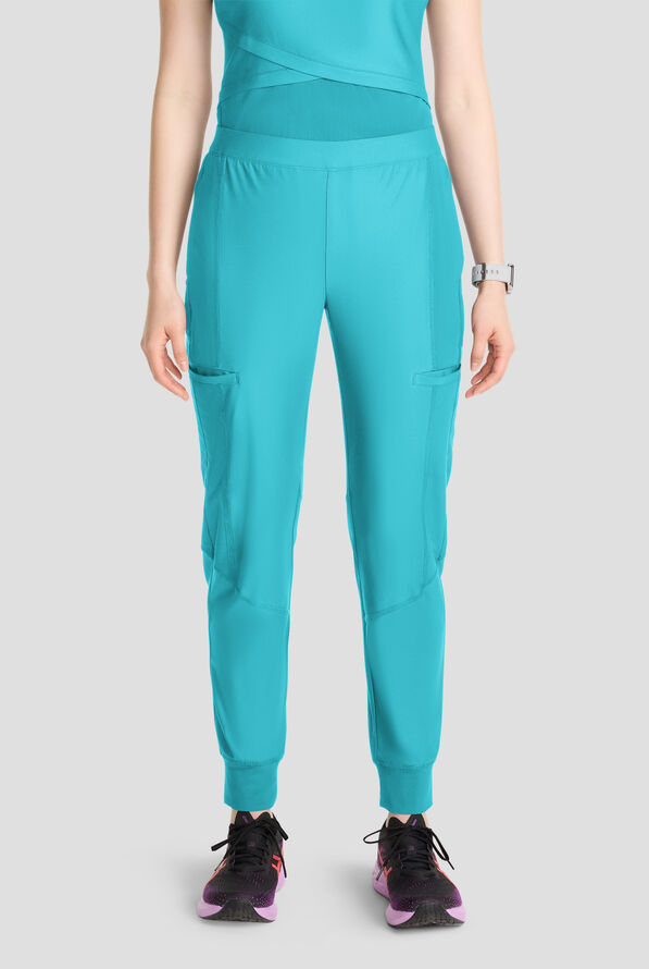 Infinity GNR8 Kinetic Knit Women's 4-Pocket STRETCH Cargo Jogger Scrub Pants - Aquaturque - 1