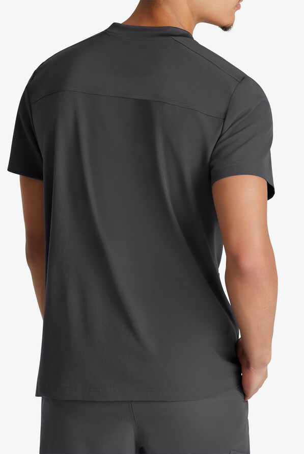 Skechers by Barco Thesis Men's 3-Pocket STRETCH Tuck In V-Neck Scrub Top - Pewter - 4