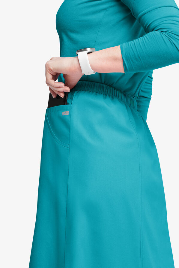 Falda médica estilo acampanada Butter-Soft Originals al tobillo con 4 bolsillos para mujer - Teal - 2