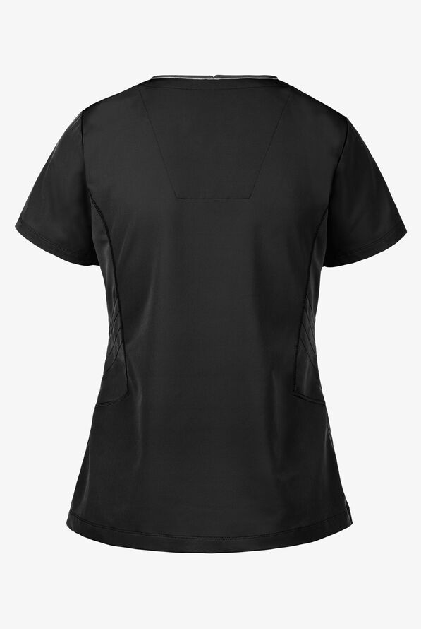 Blusa m&eacute;dica Healing Hands HH360 Sonia STRETCH con cuello en Y y 3 bolsillos para mujer - Black - 2