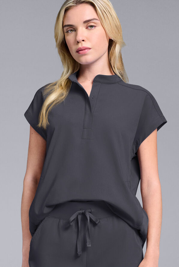 Hypothesis Women's Meta Oversized Dolman Sleeve Scrub Top - Pewter - 1