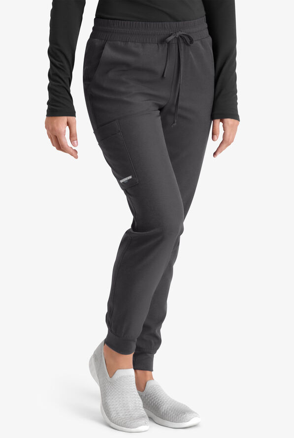 Skechers by Barco Theory Women's 4-Pocket STRETCH Cargo Jogger Scrub Pants - Pewter - 1