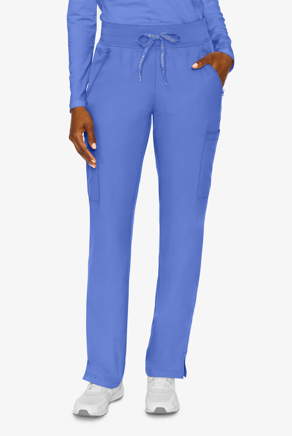 Med Couture Insight Women's 4-Pocket Zipper Cargo Pocket Scrub Pants - Ceil Blue - 1