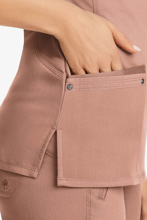 Healing Hands Purple Label Juliet Women's 2-Pocket STRETCH Princess Seam Scrub Top - Santa Fe Tan - 3