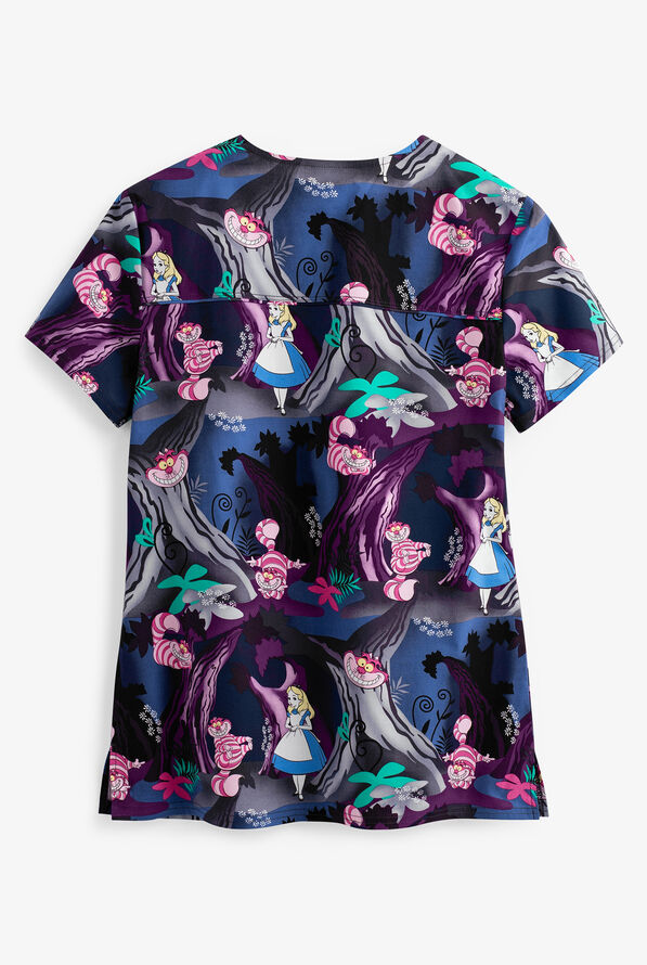 Cherokee Tooniforms Disney Wonderscape Women's 2-Pocket V-Neck Print Scrub Top - null - 2