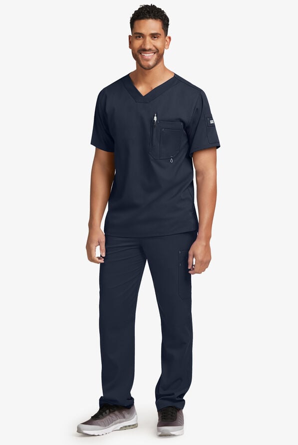 Grey's Anatomy™ by Barco Derek Men's 3-Pocket V-Neck Scrub Top - Steel Gray - 2