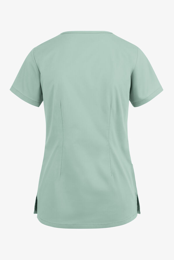 Blusa m&eacute;dica UA Butter-Soft STRETCH estilo cruzado con cuello en V y 3 bolsillos para mujer - Eucalyptus Leaf - 4