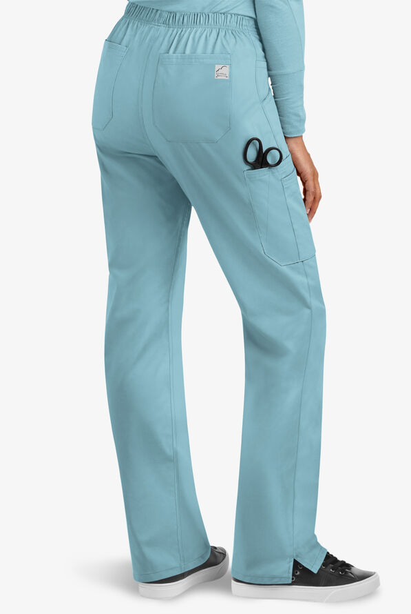 Butter-Soft STRETCH Women's 9-Pocket Drawstring with Back Elastic Scrub Pants - Tall - Dew Drop - 2