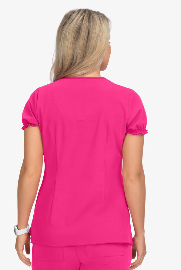 koi Betsey Johnson Blossom Y-Neck Scrub Top - Flamingo - 4