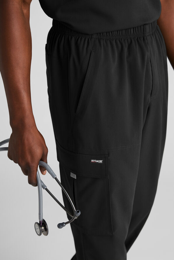 Pantal&oacute;n m&eacute;dico Grey's Anatomy&trade; by Barco Emerge Nolan STRETCH estilo cargo con 3 bolsillos para hombre - Black - 3