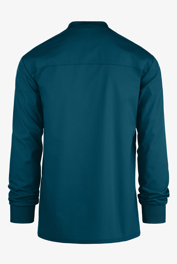 Cherokee Workwear Professionals Men's 3-Pocket STRETCH Snap Front Scrub Jacket - Caribbean Blue - 2