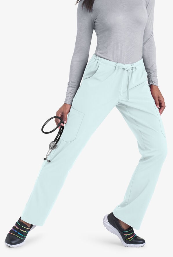 Easy STRETCH Eden Women's 4-Pocket Drawstring Scrub Pants - Blue Frost - 3