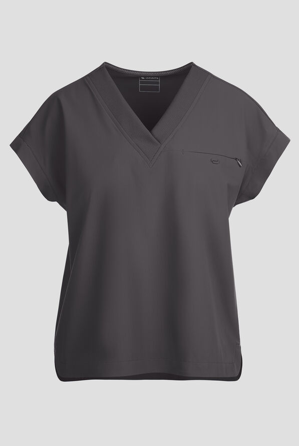 Blusa m&eacute;dica Infinity PURSUIT STRETCH con mangas dolm&aacute;n y 1 bolsillo para mujer - Pewter - 1