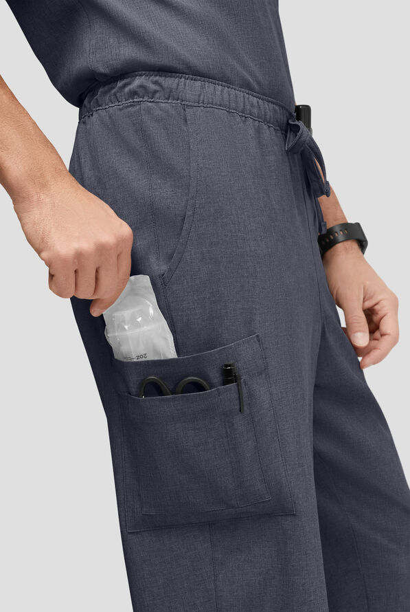 Easy STRETCH Morgan Unisex 5-Pocket Drawstring Scrub Pants - Charcoal Heather - 3