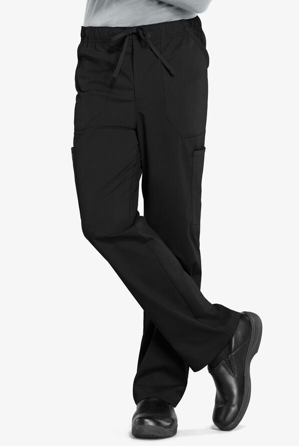 Cherokee Workwear Professionals Men's 5-Pocket STRETCH Cargo Scrub Pants - Short - Black - 1