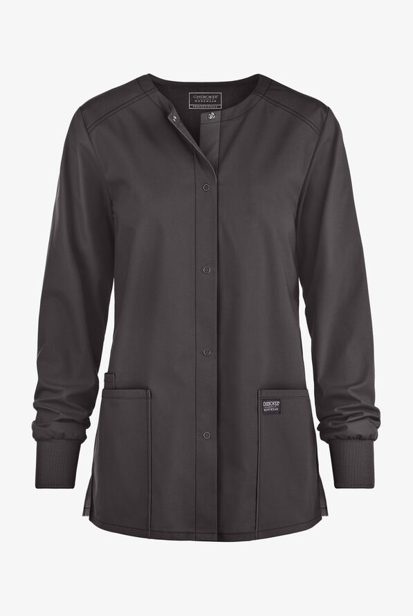 Chaqueta médica Cherokee Workwear Professionals con botones a presión y 3 bolsillos para mujer - Pewter - 1