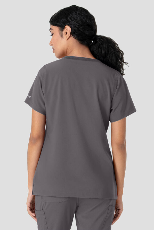 Carhartt Cross-Flex Force Women's 1-Pocket STRETCH Knit Trim Crew Neck Scrub Top - Pewter - 4