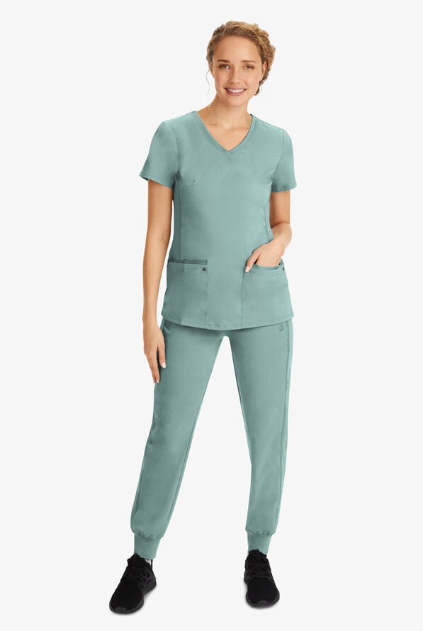 Blusa m&eacute;dica Healing Hands Purple Label STRETCH Juliet con 2 bolsillos y costuras estilo princesa para mujer - Rain Water - 6