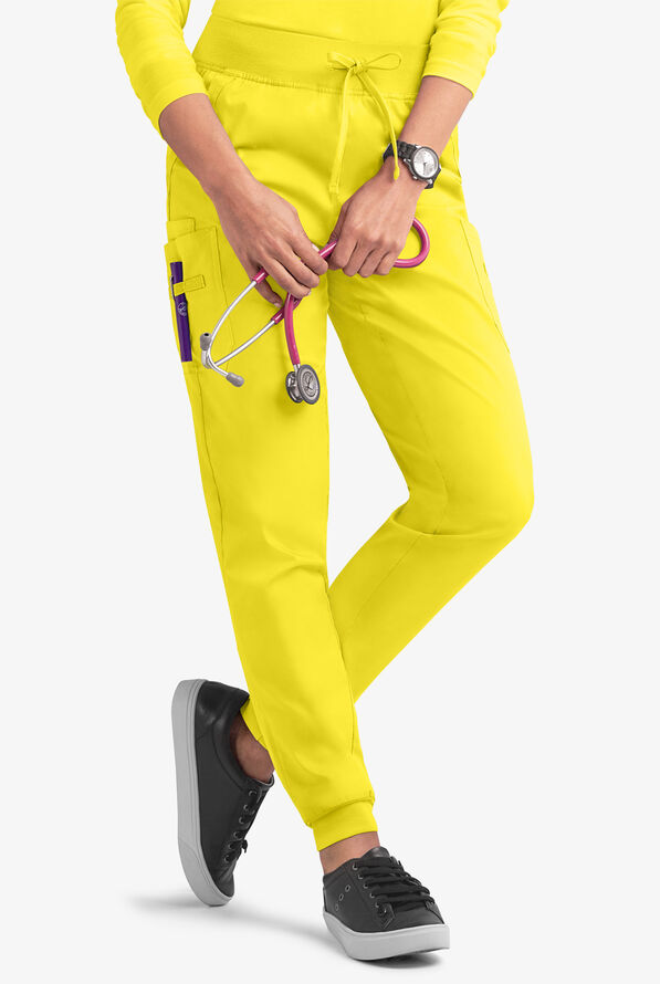 Pantal&oacute;n m&eacute;dico Butter-Soft STRETCH Tall estilo cargo jogger con 5 bolsillos para mujer - Bright Daffodil - 1