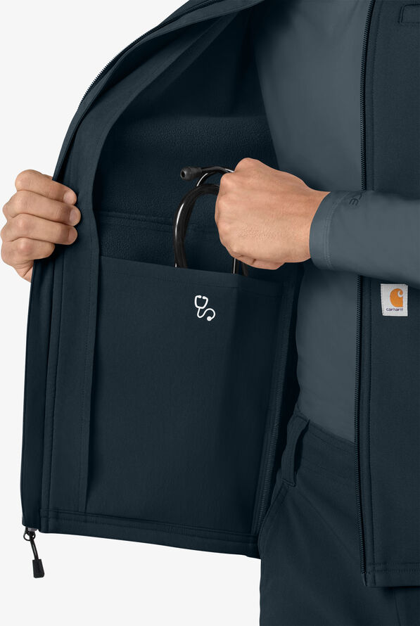 Carhartt Force Rugged Men's 6-Pocket Bonded Fleece Utility Zip Front Scrub Vest - Navy - 2